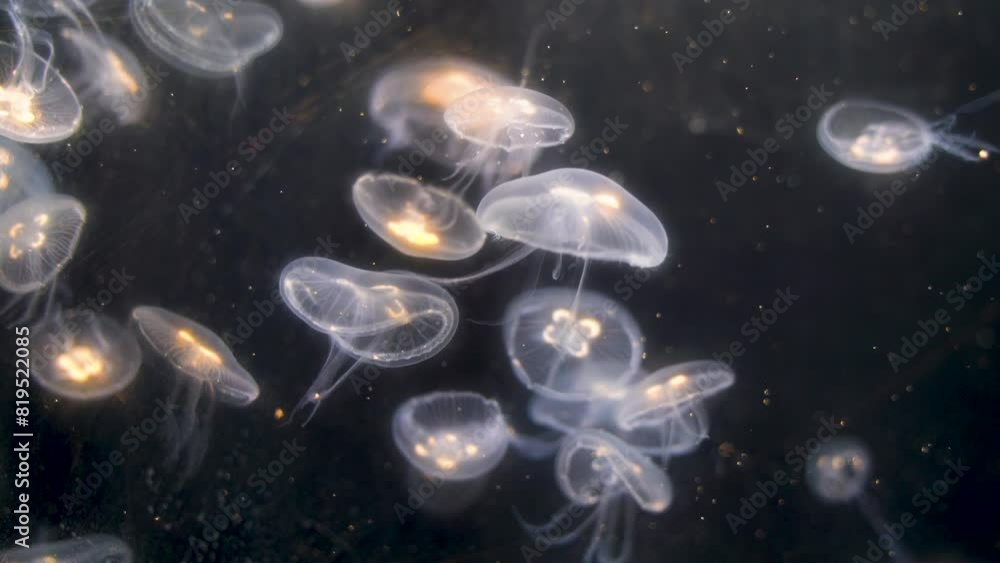 jellyfish in the night, jellyfish in the water jellyfish in the night, jellyfish in the water