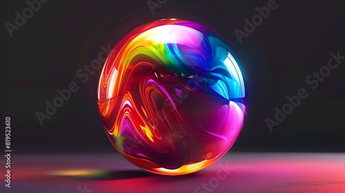 Glass Sphere with Vibrant Rainbow Reflections - Mesmerizing Prismatic Orb in Futuristic Setting