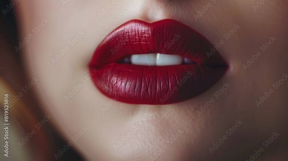 Fototapeta premium Captivating Crimson Lips Exuding Allure and Desire