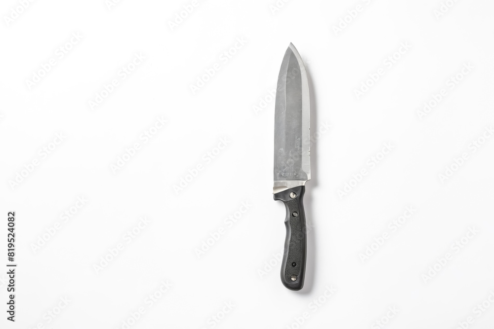 A knife with a reverse blade on a white background. A knife with a reverse blade on a white background.