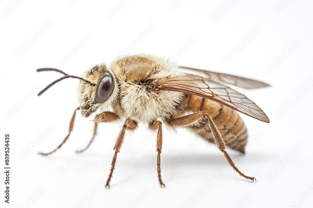Close-up of a bee isolated on a white background Close-up of a bee isolated on a white background