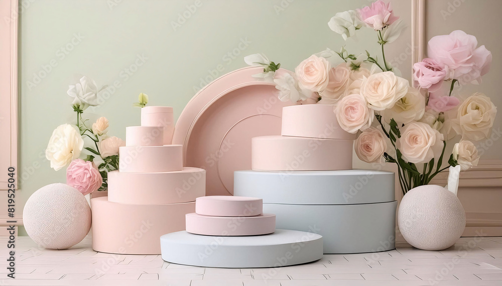 Abstract round square wallpaper resembles a beautiful product podium generative ai Abstract round square wallpaper resembles a beautiful product podium generative ai