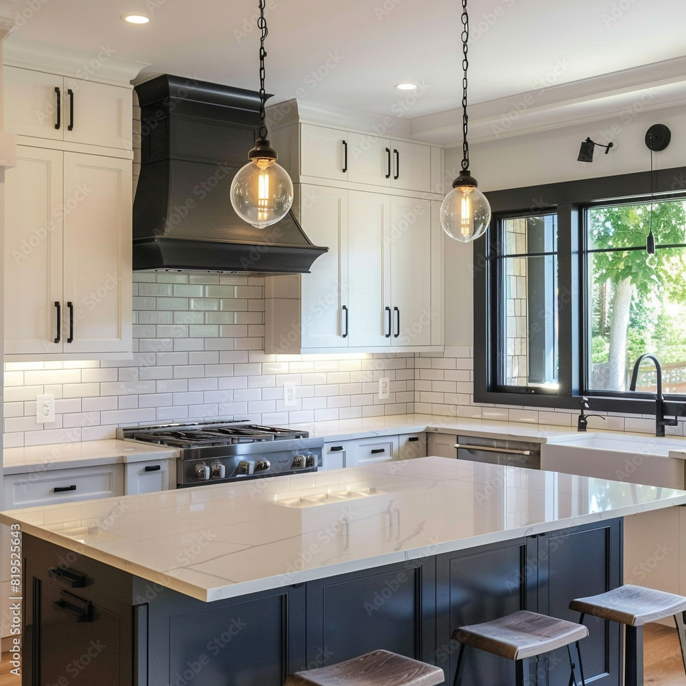 Fototapeta premium the kitchen in an apartment with light gray cabinets