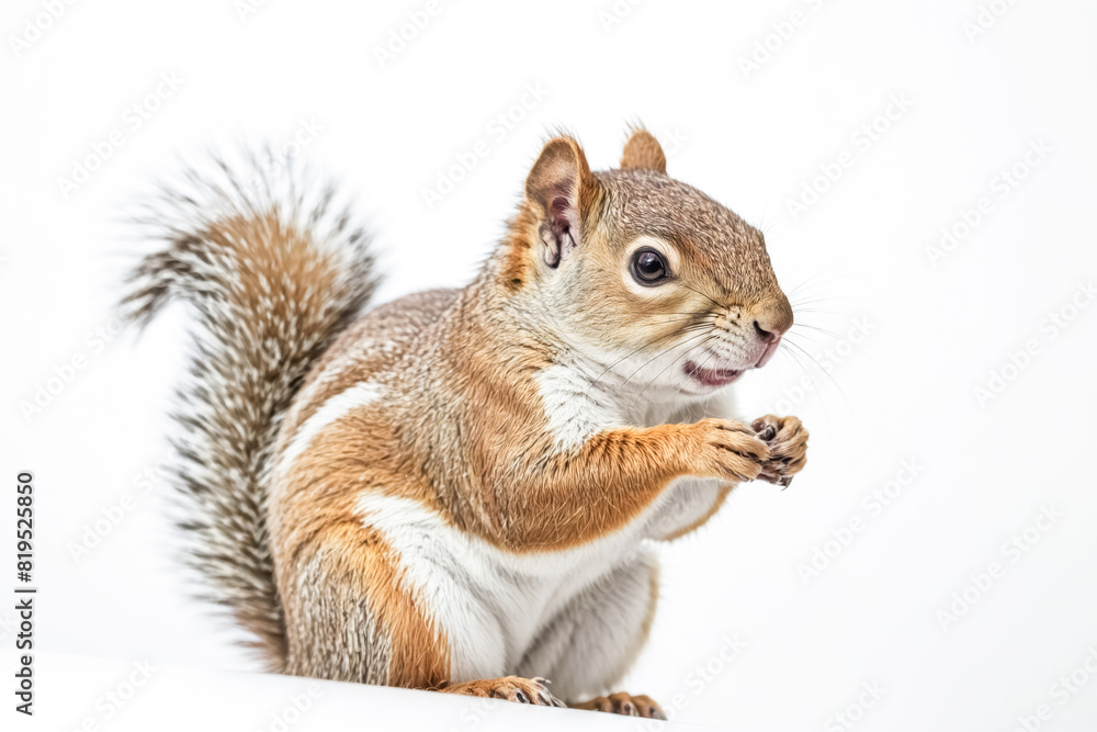 Cute Squirrel Sitting on White Background Cute Squirrel Sitting on White Background