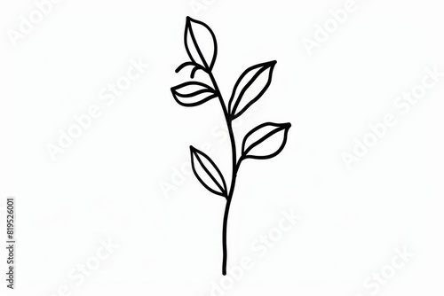 Minimalist Doodle of a Potted Plant Simple Line Art Illustration