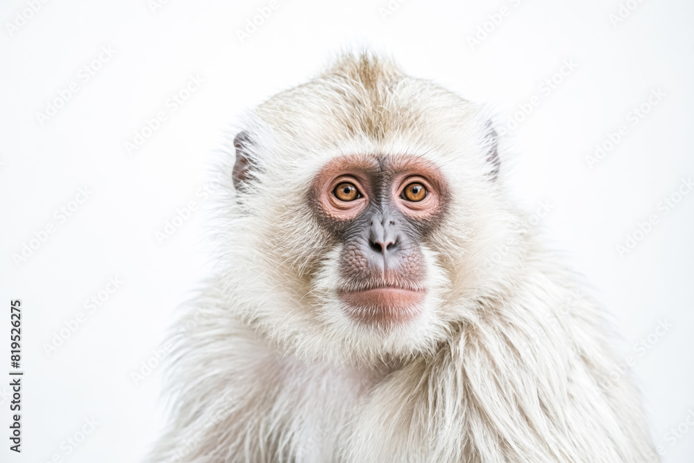 Close-up portrait of a white monkey with brown eyes Close-up portrait of a white monkey with brown eyes