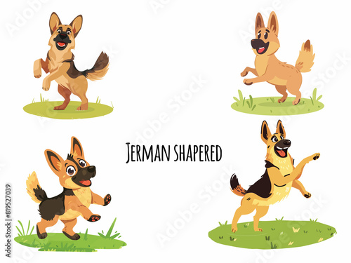 German Shepherd dancing clipart vector illustration