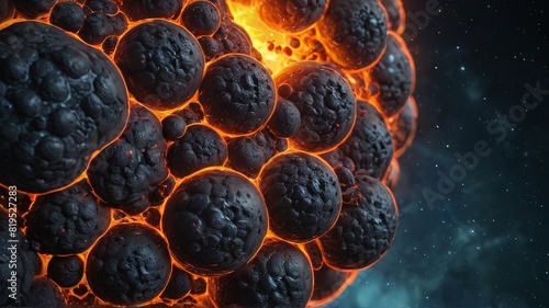 Glowing Lava Bubbles Drifting Through Space