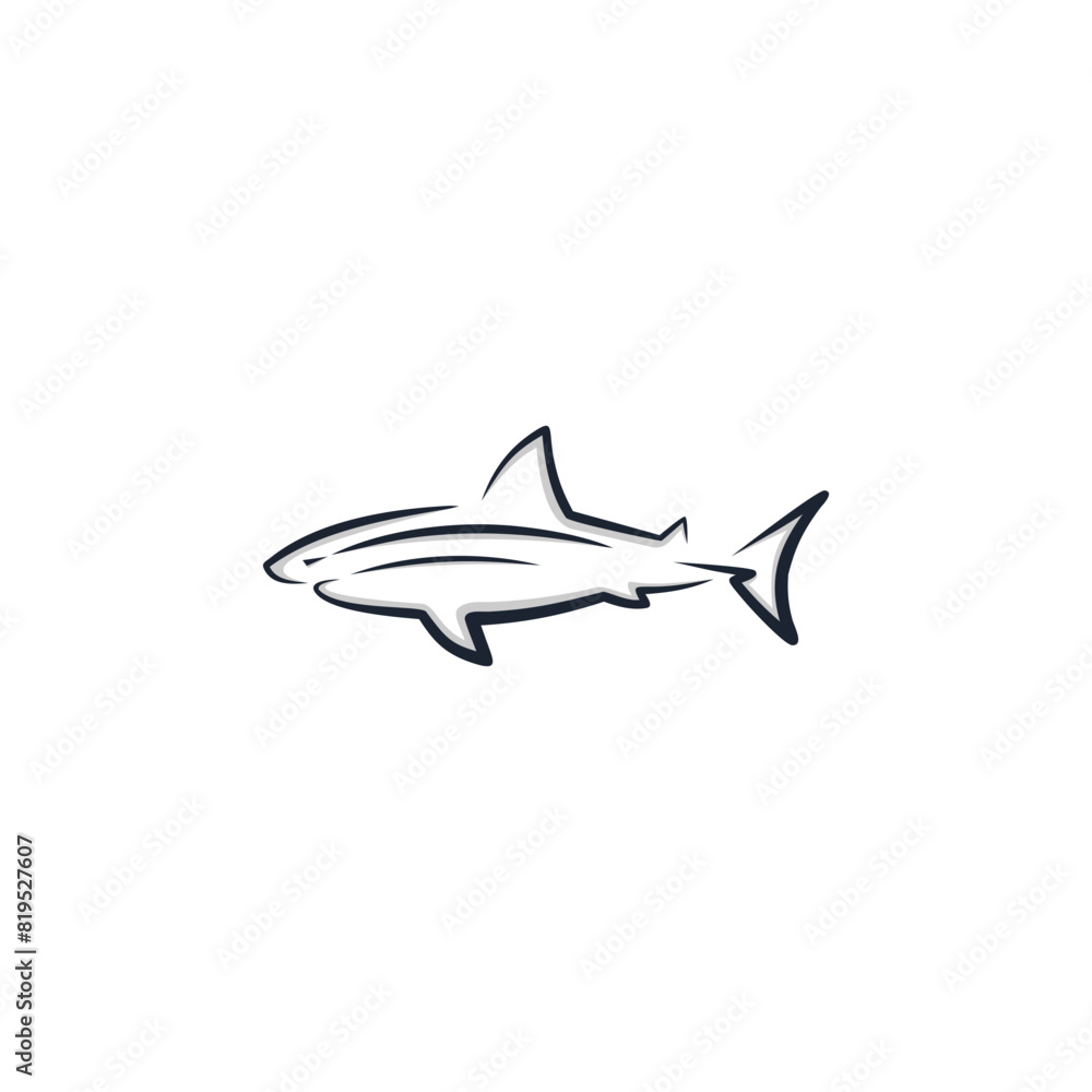 Naklejka premium Shark logo template with styles line. In white background, suitable for your design need, logo, illustration, animation, etc.
