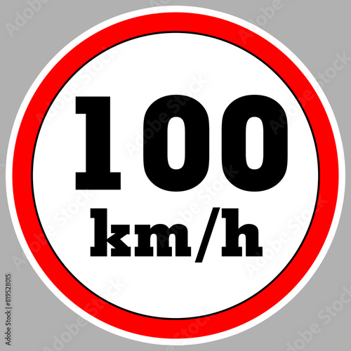 Maximum Speed limit sign 100 km h. Isolated road sign icon on white background. 200 MPH Maximum speed sign speed limit sign illustration vector template road sign yellow background
