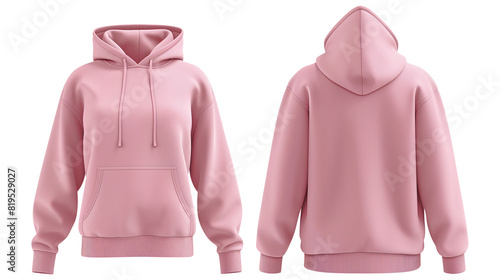Wallpaper Mural Pink blank hoodie template from two sides isolated on transparent white background, clipping path  Torontodigital.ca
