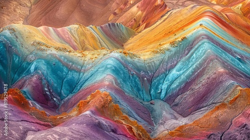 Explore the geological processes that give rise to the colorful landscapes of rainbow mountains photo