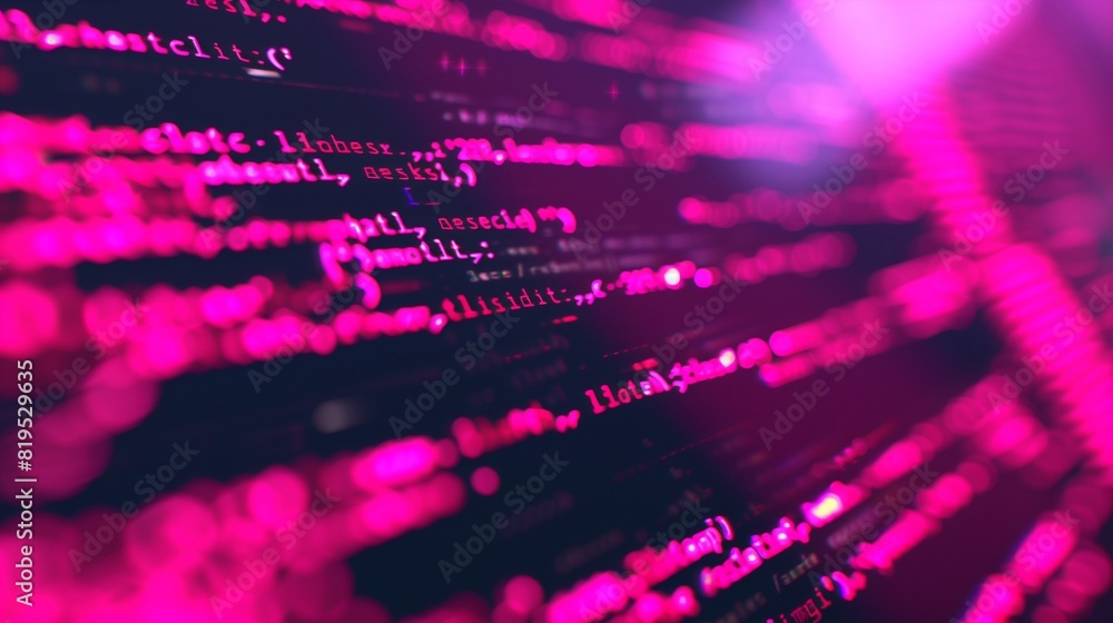 Vivid Photo of a Hot Pink Software Code Debugging Session in Progress, Highlighting Programming Skills