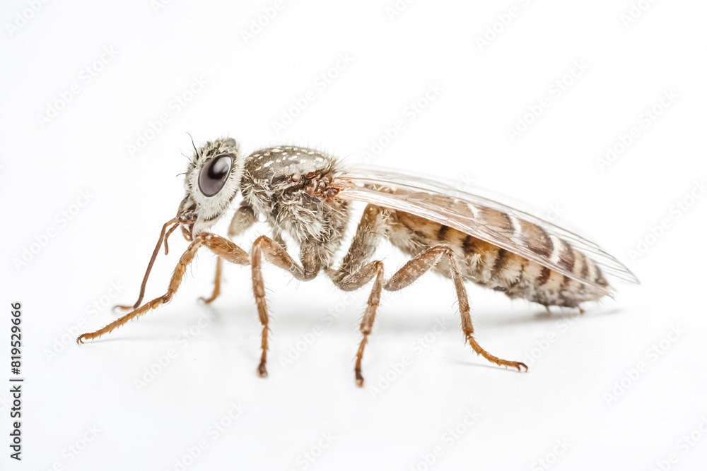 Fototapeta premium Close-up Photo of a Fly on a White Background