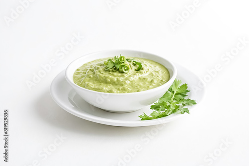 Bowl of Green Sauce with Parsley Garnish