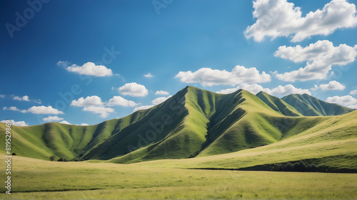 Low angle view of hills against blue sky 