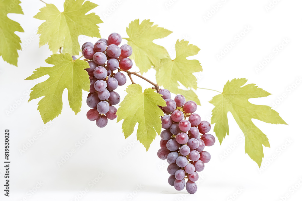 Fototapeta premium Fresh Red Grapes with Vine Leaves