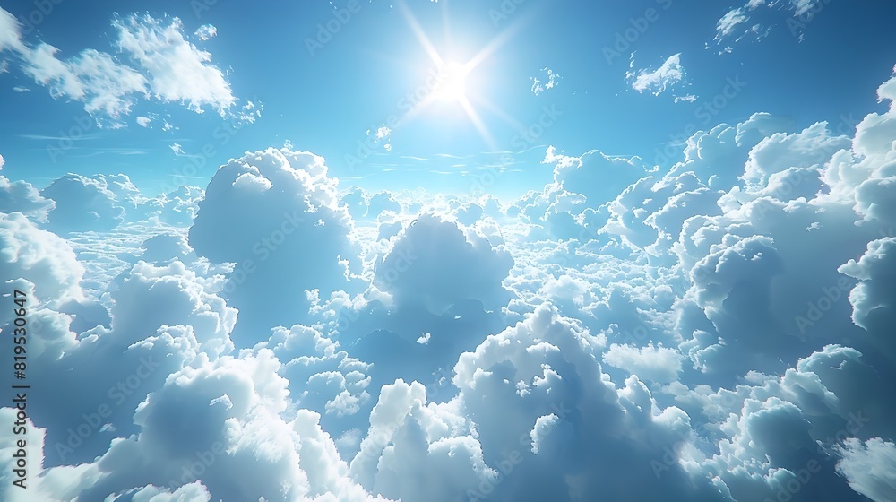 Majestic Cloudscape Under a Brilliant Sun in a Clear Blue Sky Majestic Cloudscape Under a Brilliant Sun in a Clear Blue Sky