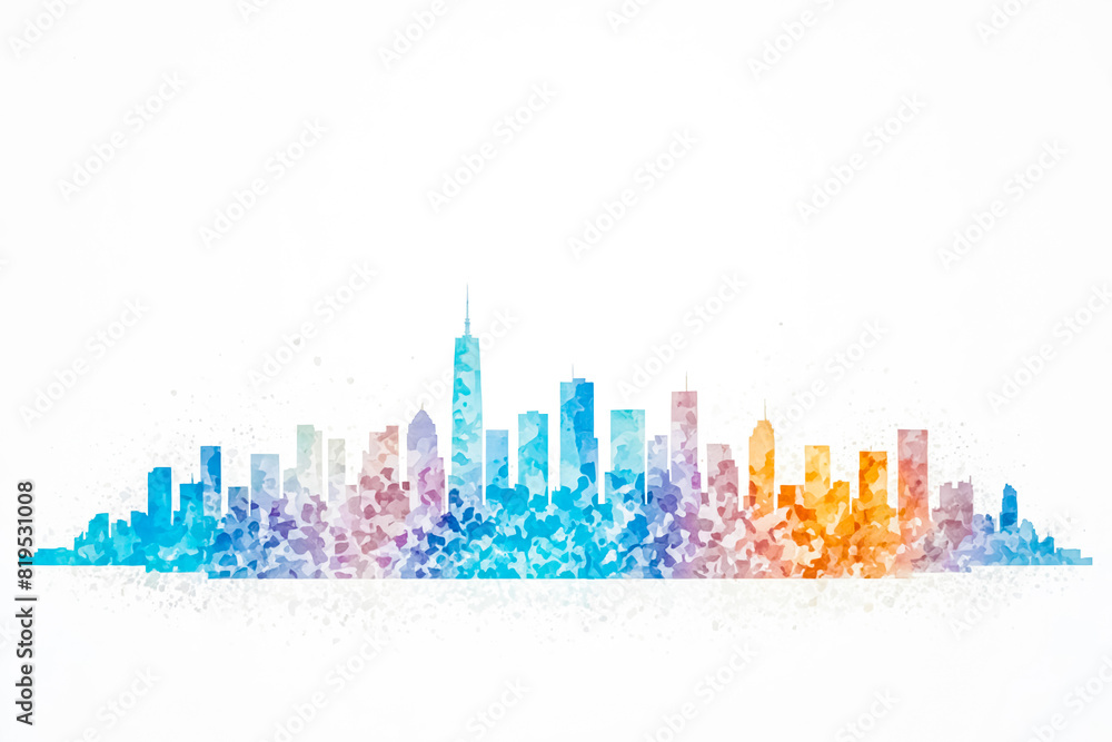 Fototapeta premium Cityscape Watercolor Painting