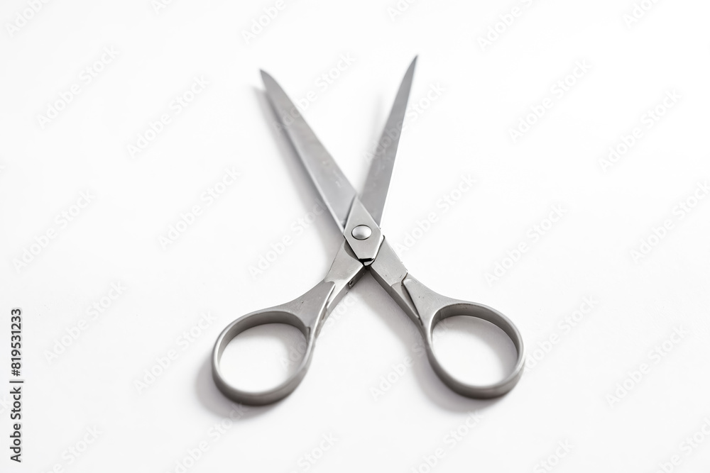 Close-up of Silver Scissors on a White Background Close-up of Silver Scissors on a White Background