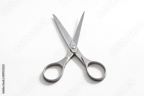 Close-up of Silver Scissors on a White Background