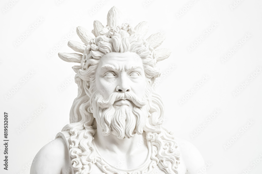 White Plaster Bust of a Man with a Beard and Crown White Plaster Bust of a Man with a Beard and Crown