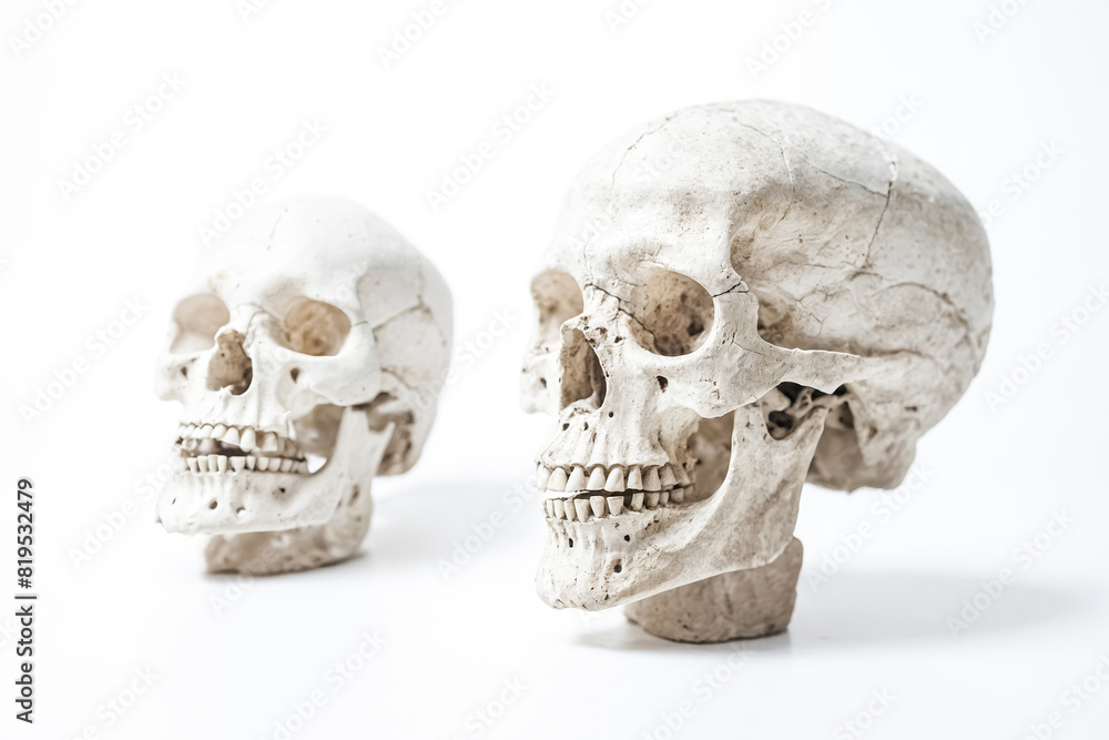 Human Skulls on White Background Human Skulls on White Background