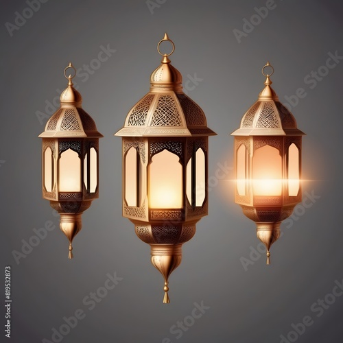 Luxury Arabic Lantern with Glowing Light. Muslim Holy Month Ramadan Kareem