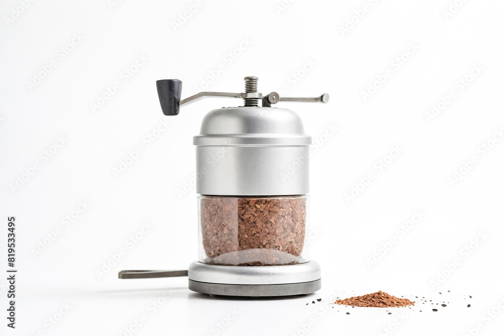 Hand-Operated Coffee Grinder with Freshly Ground Beans Hand-Operated Coffee Grinder with Freshly Ground Beans