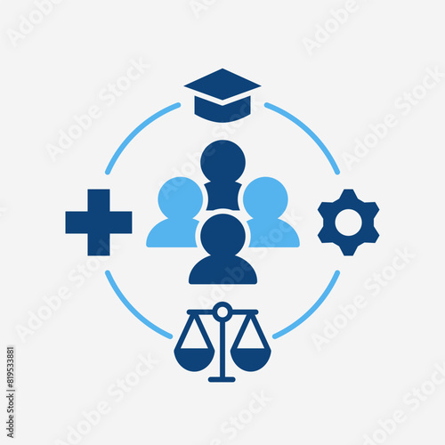 Equality get all benefit and rights people society icon