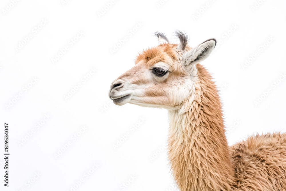 Obraz premium Close-up of a Llama's Face Against a White Background