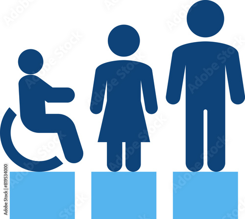 Equality icon for disability and gender equity . Social justice and employment equity illustration.