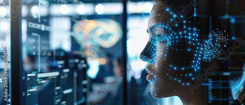 Impact of AI on facial recognition privacy concerns focus on ethical implications, dynamic, Composite, legal office backdrop