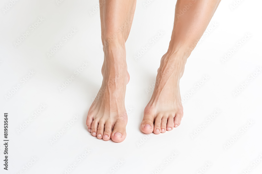 Close-up of Bare Feet on White Background Close-up of Bare Feet on White Background