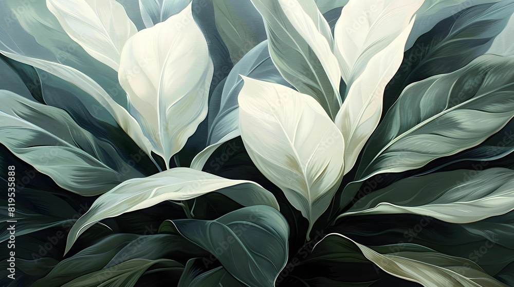Closeup of a lush green plant with white leaves Closeup of a lush green plant with white leaves