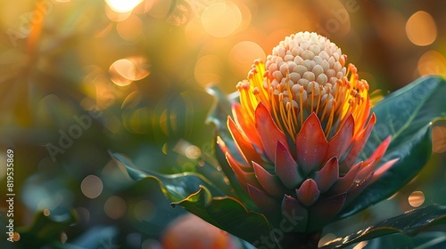 Closeup of a beautiful orange flower in bloom with a blurred background