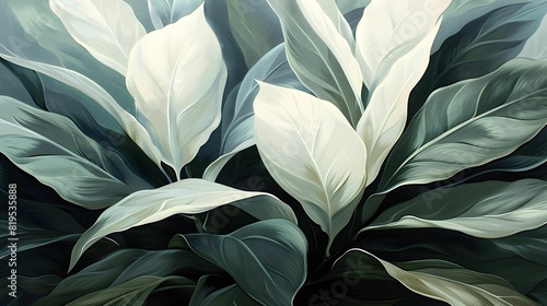 Closeup of a lush green plant with white leaves