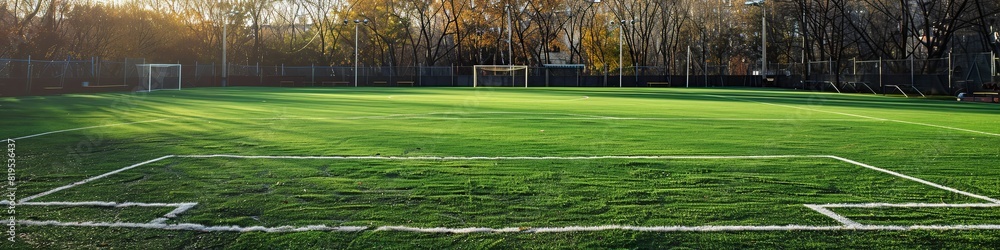 An empty, deserted football field