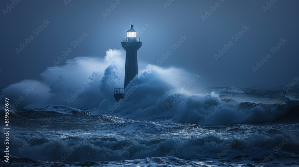 Stormy Seascape with Lighthouse