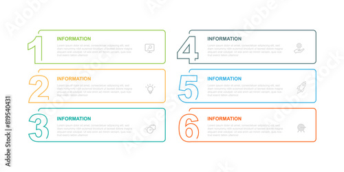 Design template infographic vector element with 6 step line process or option photo