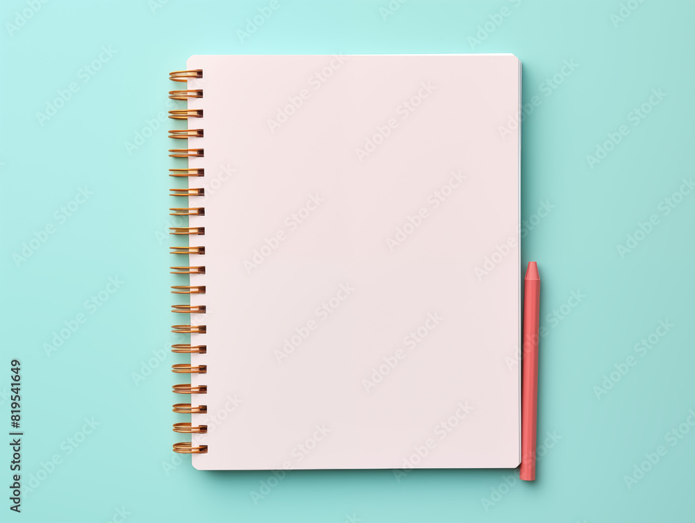 Notebook With Clean Pastel Light, Copy Space For Commercial Photography Notebook With Clean Pastel Light, Copy Space For Commercial Photography