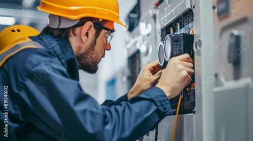 Technicians installing smart meters to optimize energy consumption in homes. 