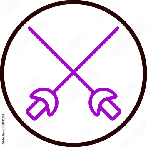 fencing Line White Circle Red Icon Design