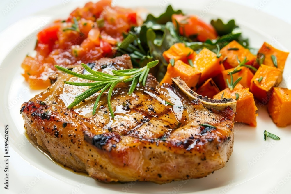 Gourmet Double Cut Pork Chop with Tomato Jam and Rosemary