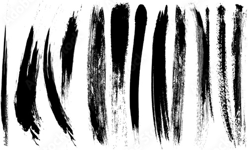 Set of Hand Drawn Grunge Brush Smears, Hand Drawn Grunge Brush vector, Black vector brush strokes collection. Black paint spots vector, Flat Paint Brush Thin Lines & Background Mix High Detail Abstrac