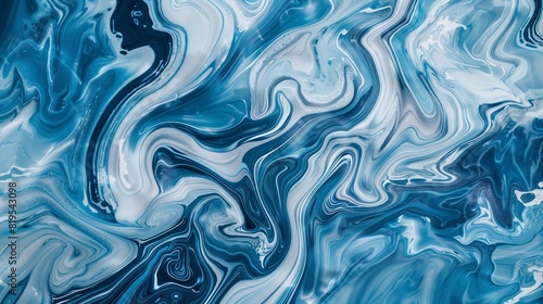 A modern and sophisticated shot of swirling blue and white marble patterns  with a sense of elegance and luxury.