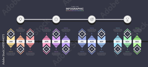 Infographic template for business. 12 Months Timeline, vector illustration