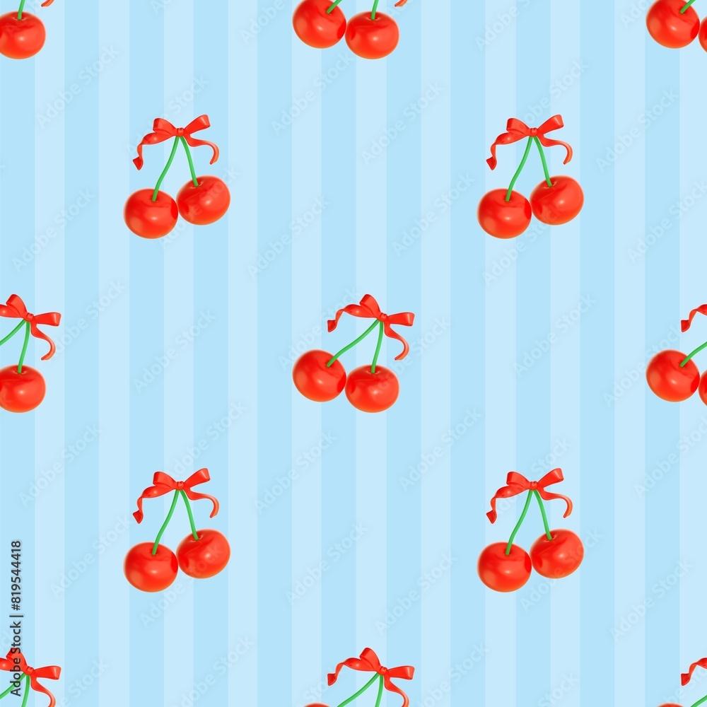 Cute cherry fruits pattern background design. Seamless pattern red ...