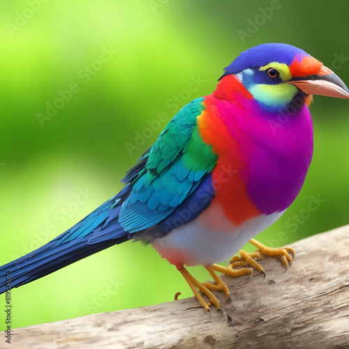 Bright exotic bird in a tropical garden, sunlight