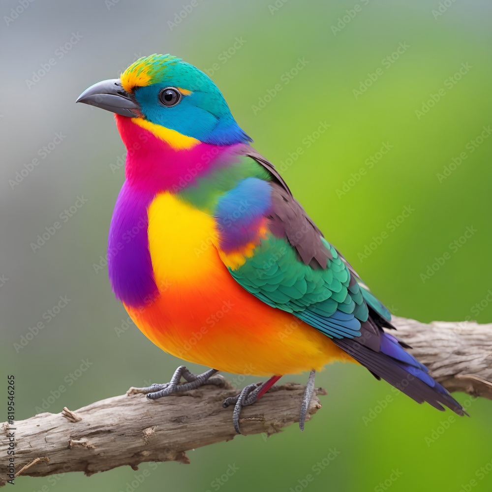 Bright exotic bird in a tropical garden, sunlight